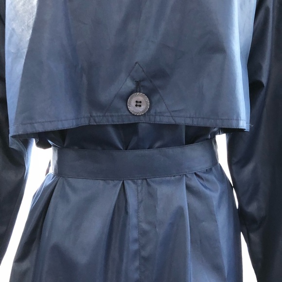 Vintage London Fog long trench coat navy blue button front 14M EUC - Picture 11 of 16